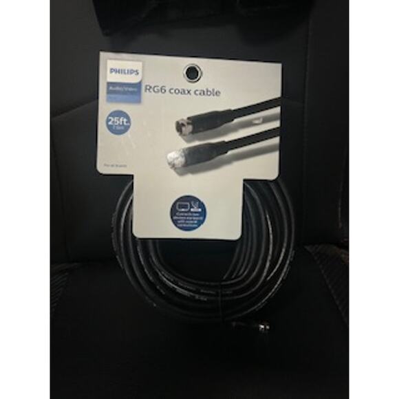 NEW-Philips RG6 Coax Cable - 25ft Audio/Video Cable with F-Type Connectors - Picture 1 of 2
